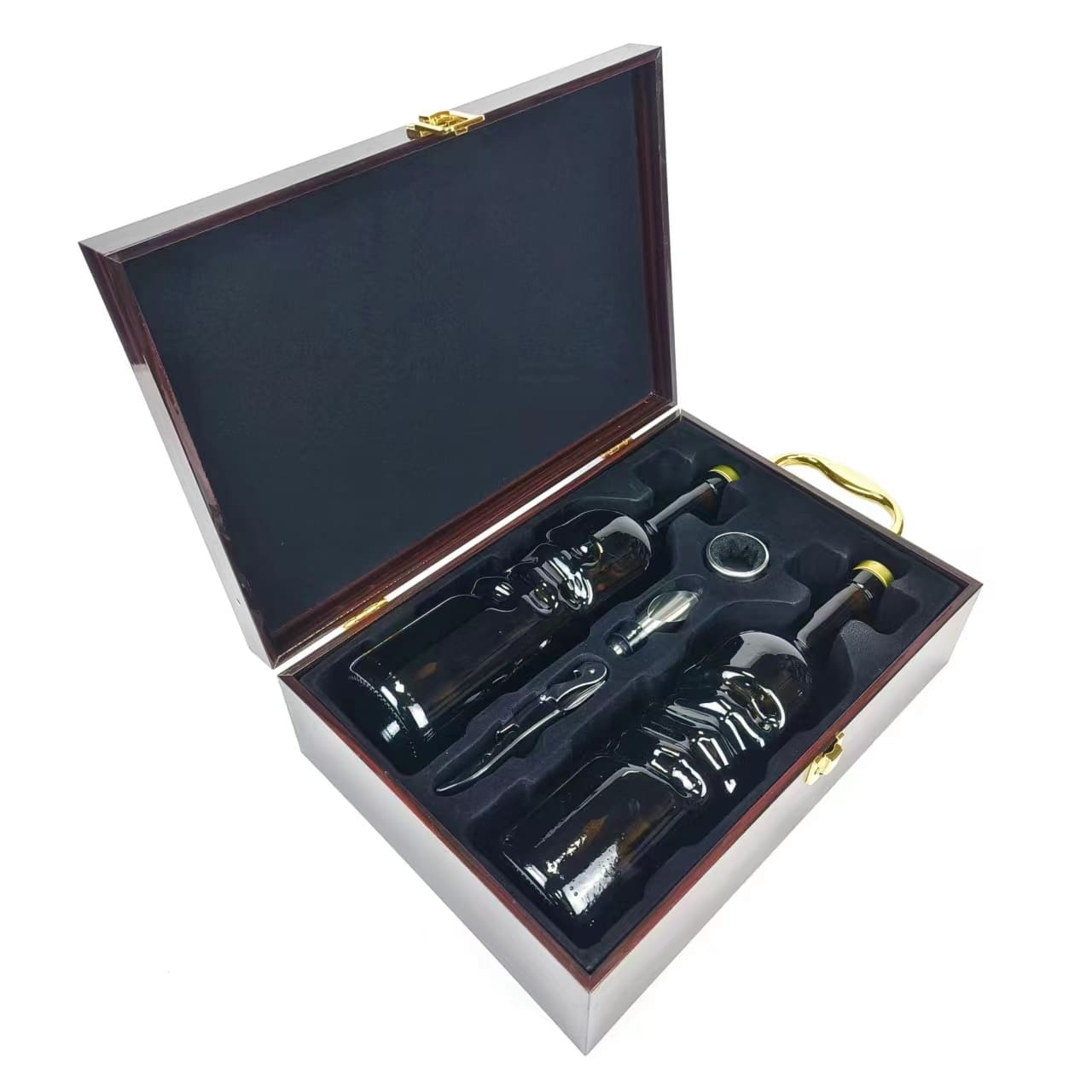 wine wooden box with bottle