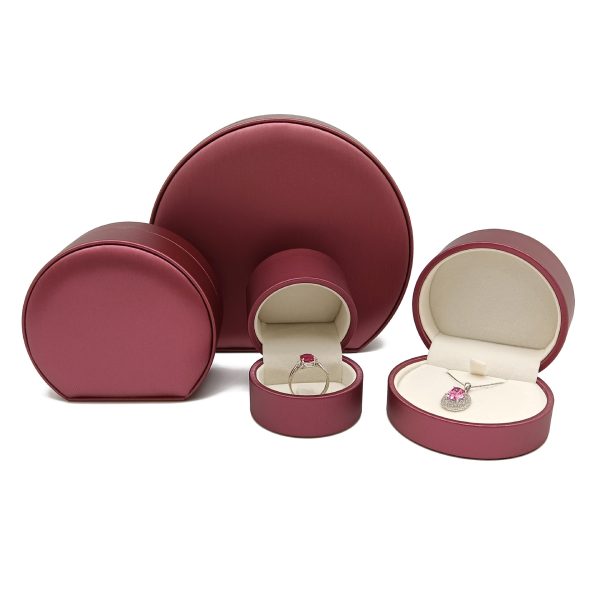 Half Round High Grade Brushed PU Jewelry Box