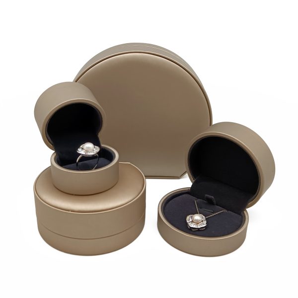 Half Round High Grade Brushed PU Jewelry Box