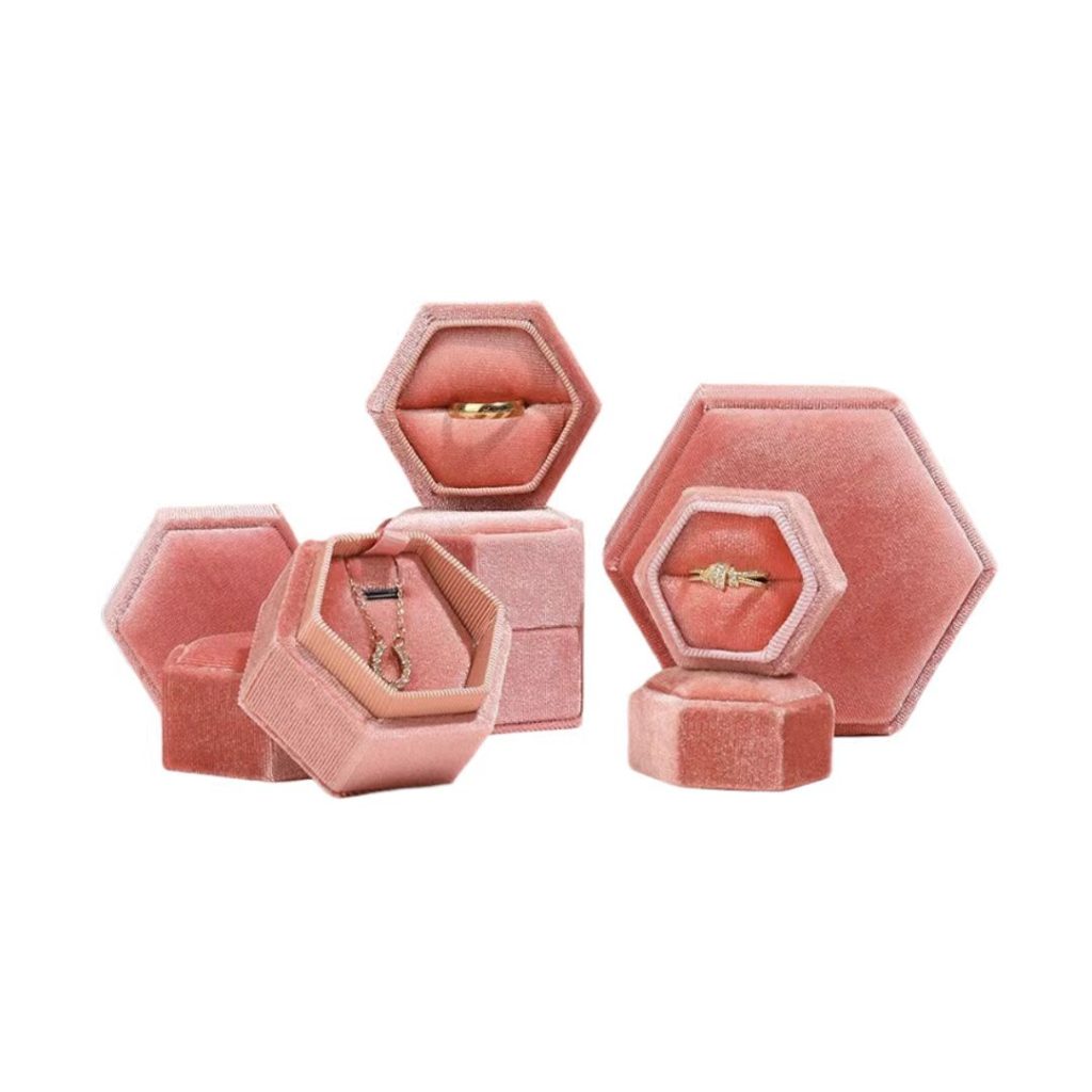 Hexagonal Velvet Jewelry Box