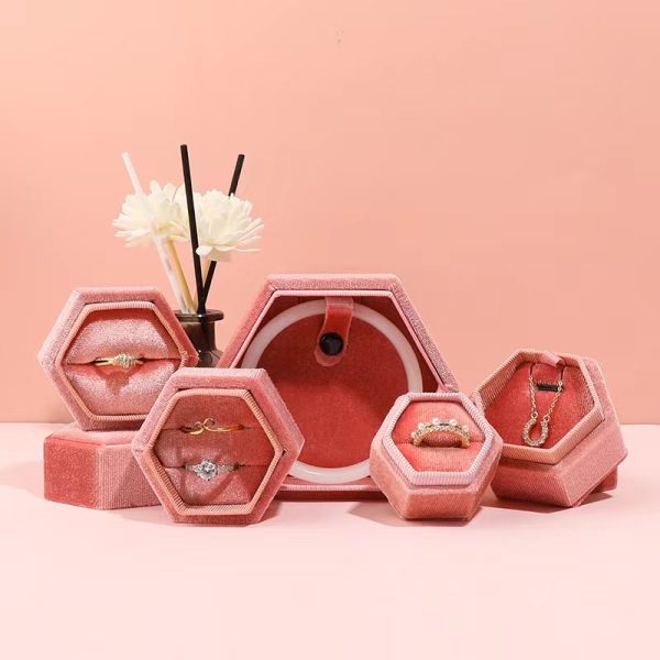 Hexagonal Velvet Jewelry Box