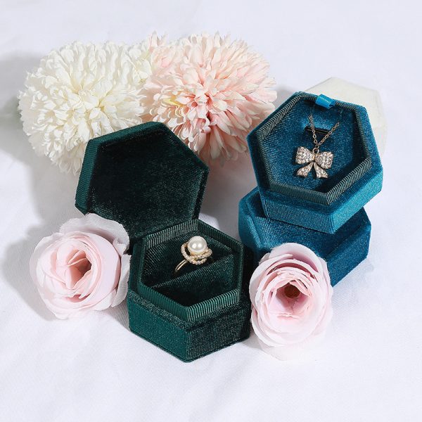 Hexagonal Velvet Jewelry Box