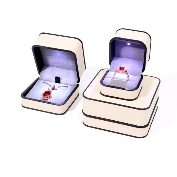 Premium Round Corner PU Leather LED Jewelry Box