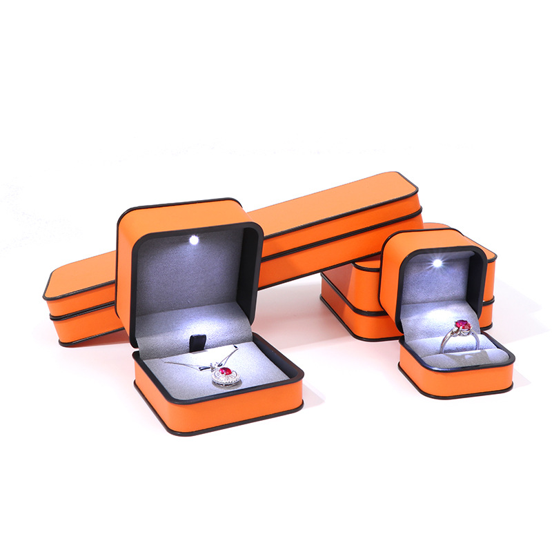 Premium Round Corner PU Leather LED Jewelry Box