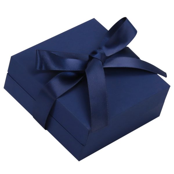 Sapphire Blue Lid & Base Ribbon Jewelry Box