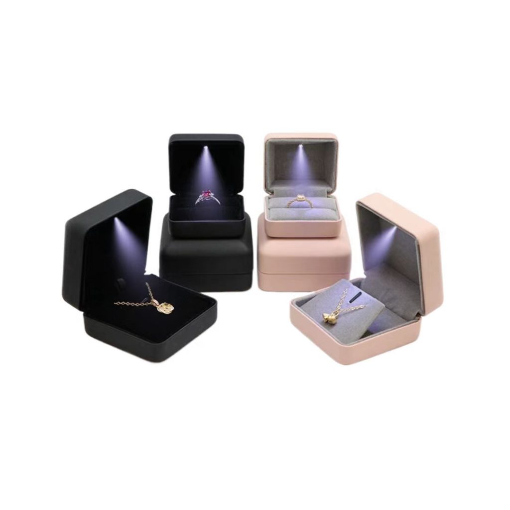 Square Round Corner PU Leather LED Jewelry Box