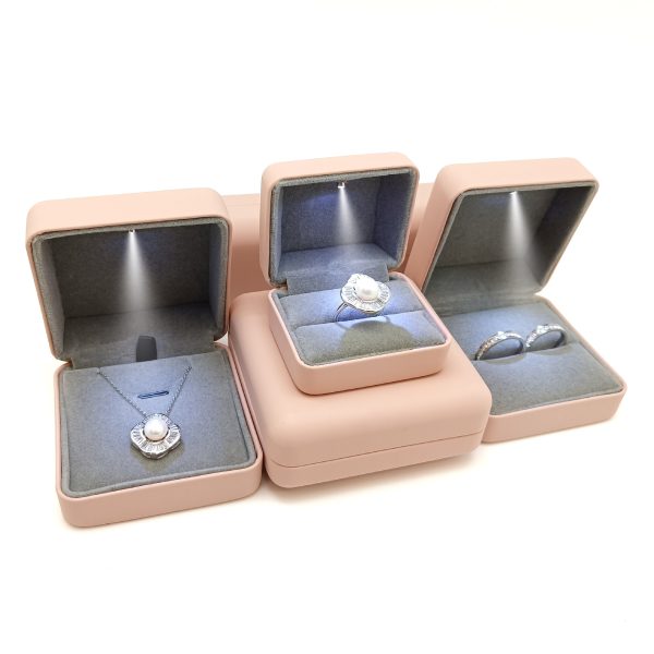 Square Round Corner PU Leather LED Jewelry Box