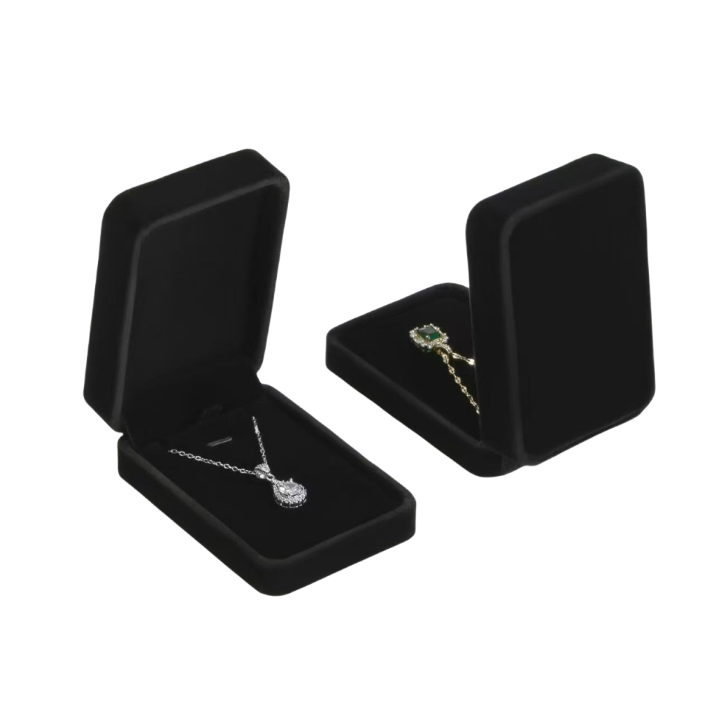 Black velvet necklace box