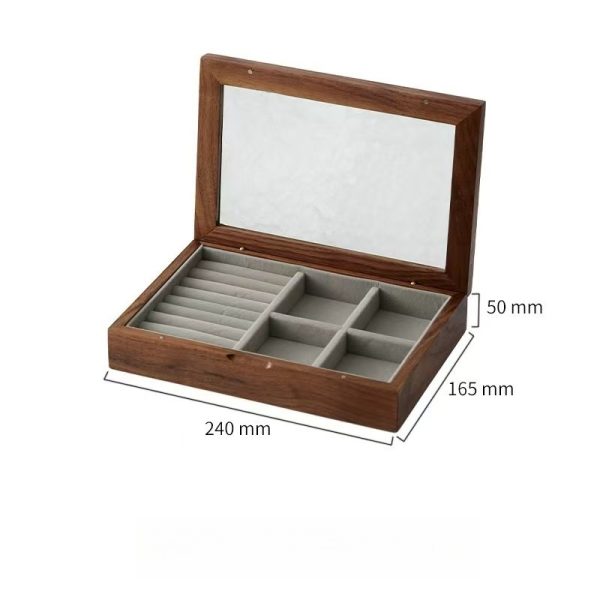 Glass Lid Solid Wood Jewelry Box
