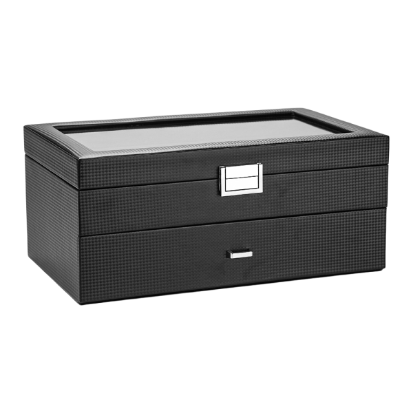 Luxury Wood Watch Jewelry Box with Valet Drawer
