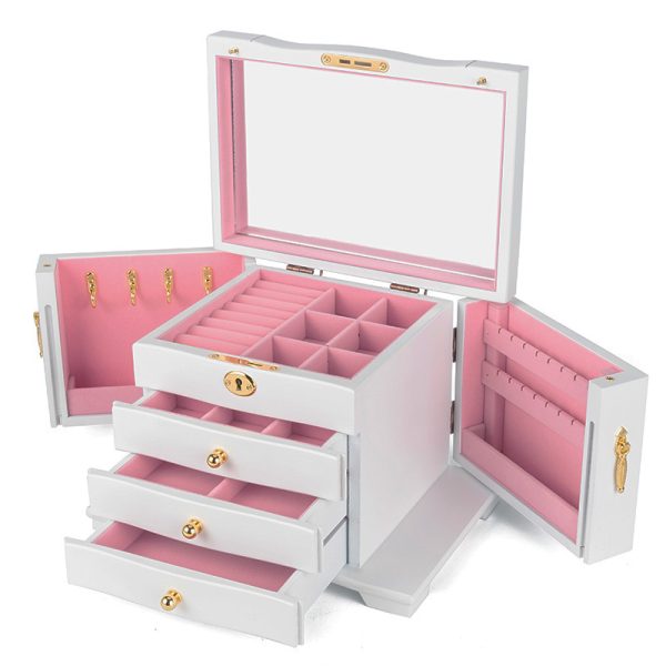 Pink Velet wooden jewelry box for women