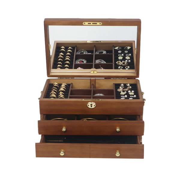 Wooden Jewelry Box with Drawers
