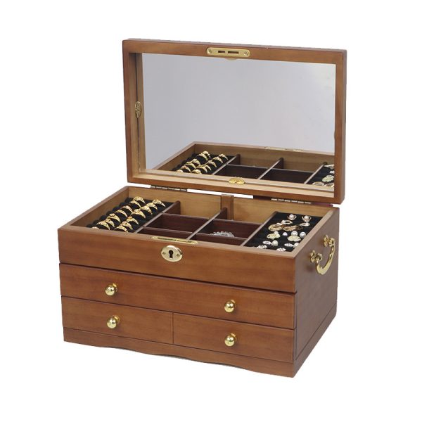 Wooden Jewelry Box with Drawers