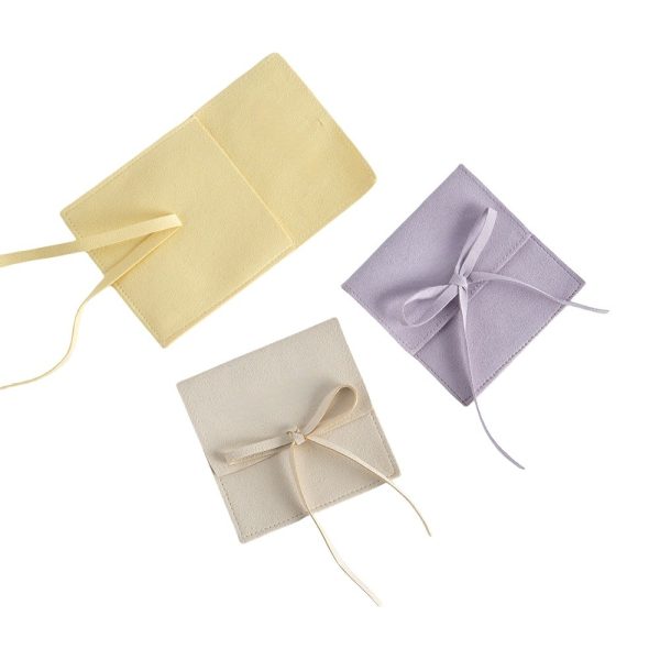 Custom Microfiber Leather Jewelry Bags with Bow Tie Closure