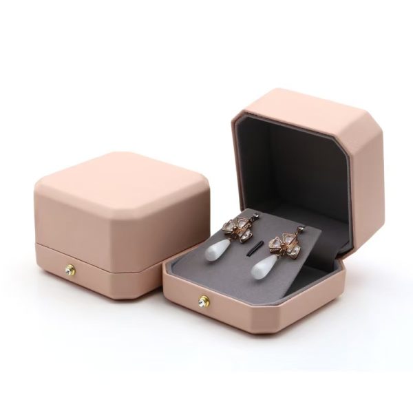 Elegant Pink Earrings Box with Velvet Insert for Jewelry Retail