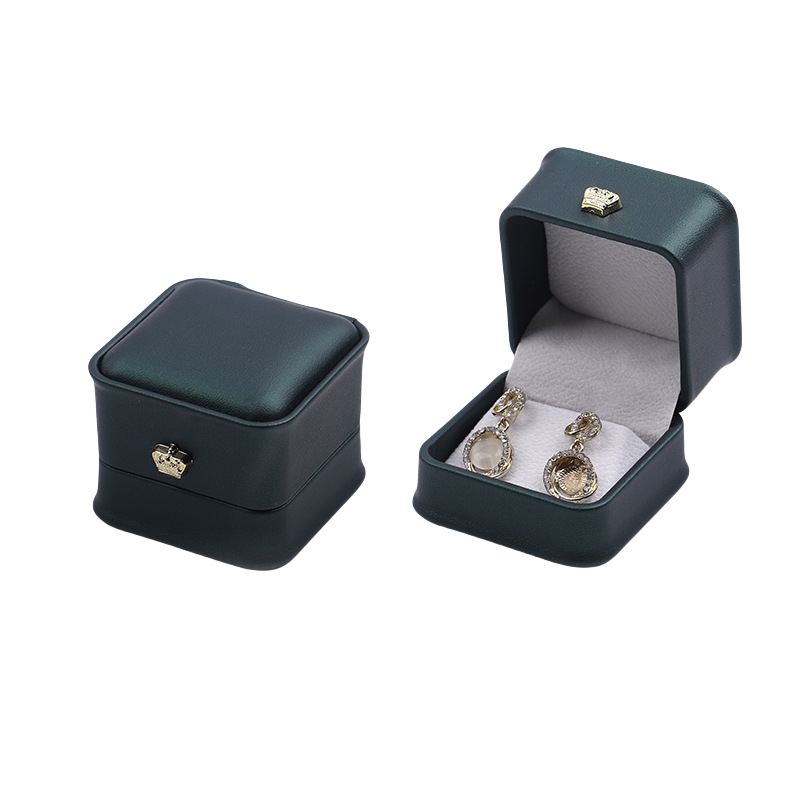 Emerald Green Jewelry Box for Earrings with Velvet Lining