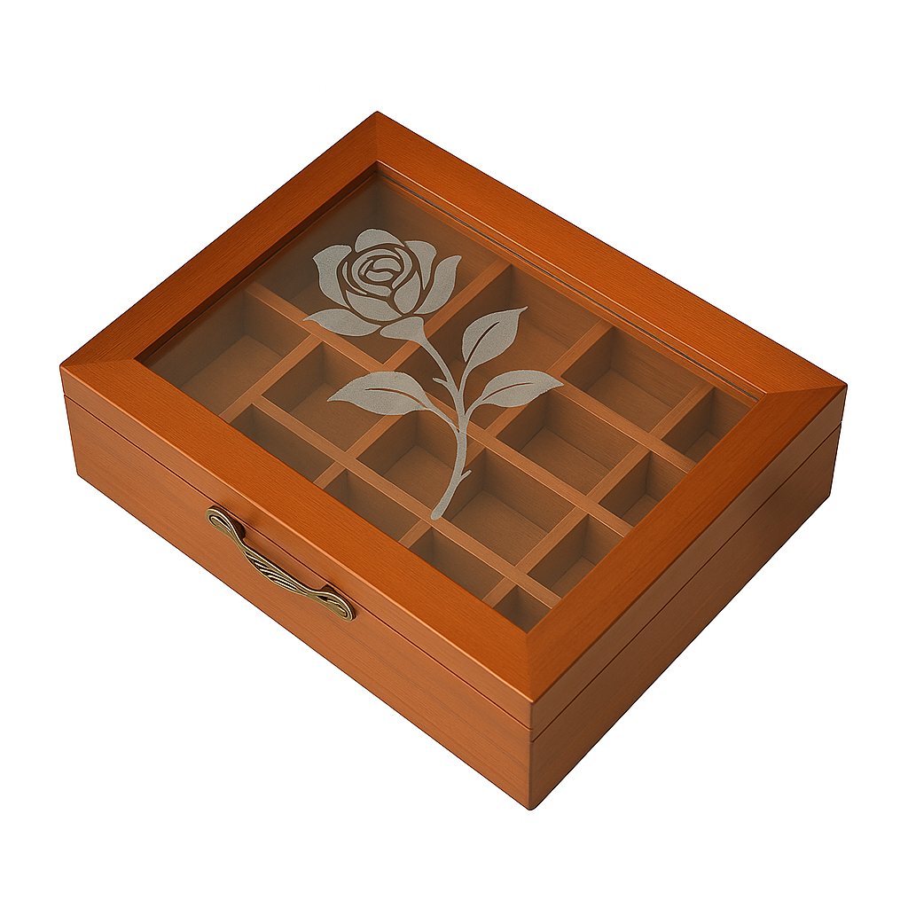 Etching glass jewelry box