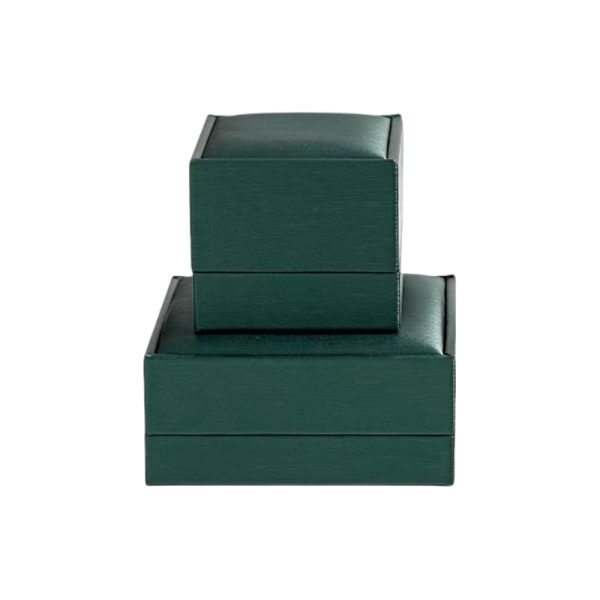 Green Leatherette with Velvet Insert Small Jewelry Box for Earrings