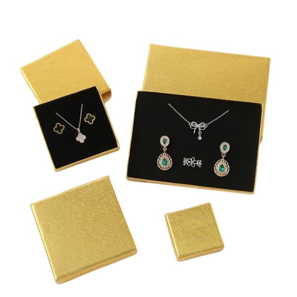 Metallic Cardstock Gold Necklace Jewelry Box