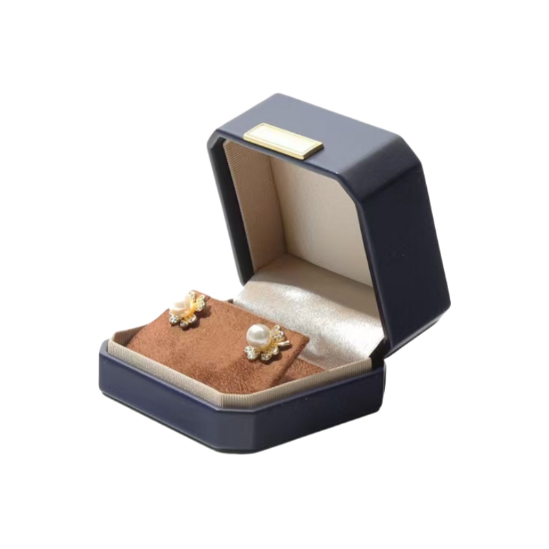 Personalized Navy Blue Small Earring Box