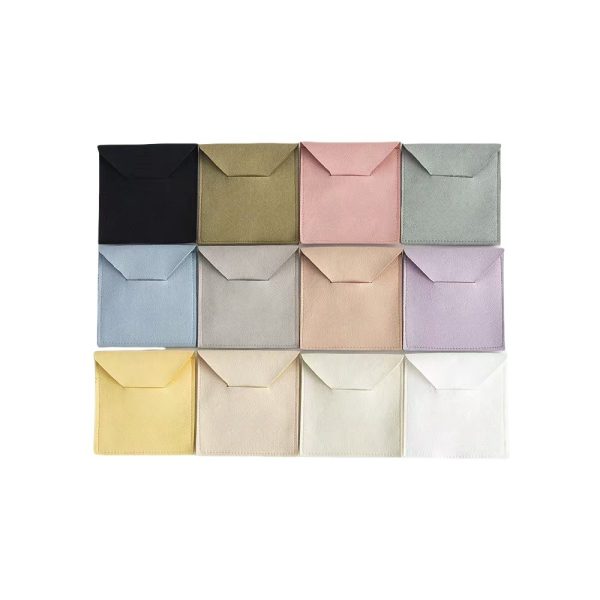 Custom Jewelry Pouches Wholesale in Microfiber Leather with Envelope Closure