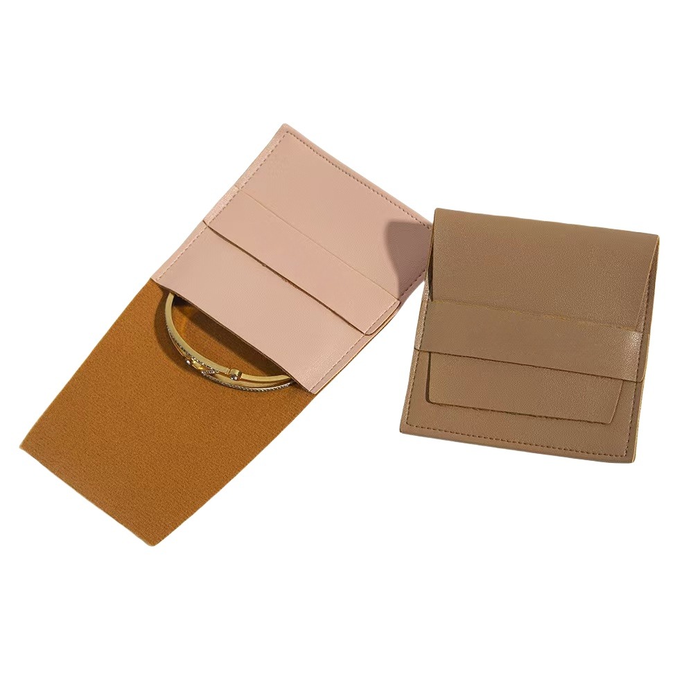 Custom Small Pouches for Jewellery in Faux Leather with Pocket Flap Closure