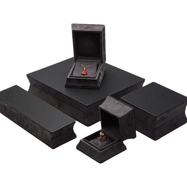Dual-Tone Jewelry Set Box with Leather Lid and Velvet Sides