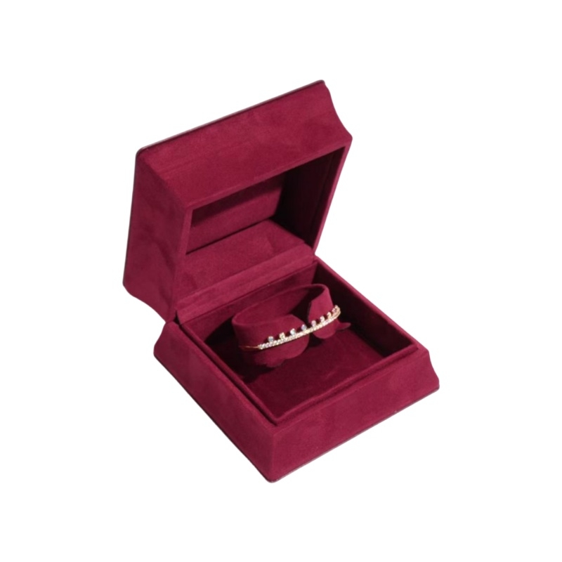 Luxury Red Velvet and Leather Box of Bracelets