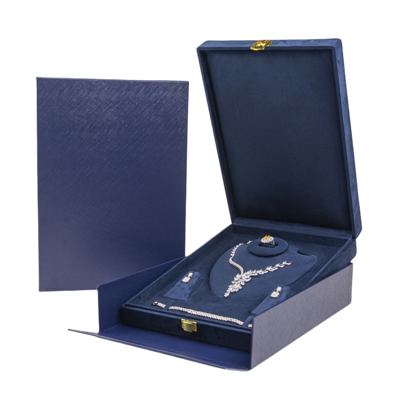 Luxury Velvet Jewelry Set Box with Secure Lock Closure