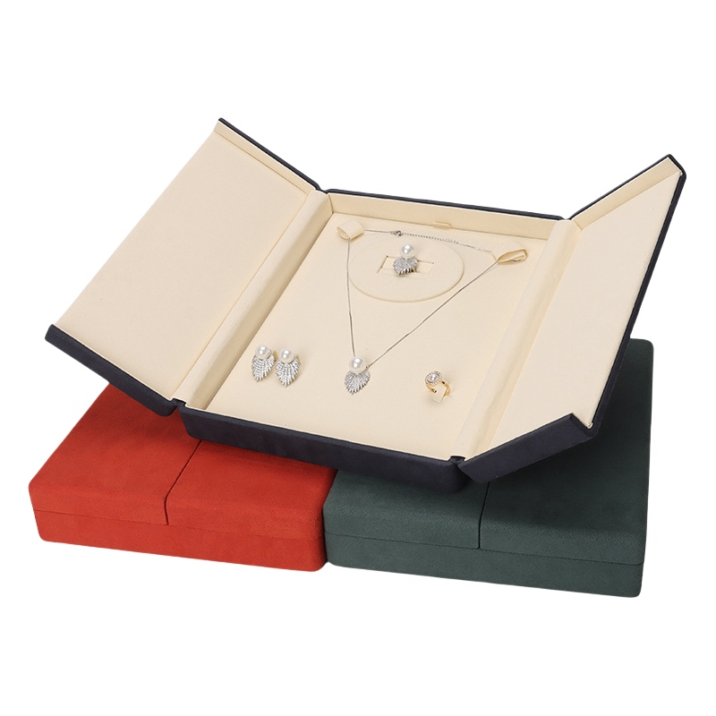 Premium Foldable Jewelry Set Box with Leather & Velvet Finish