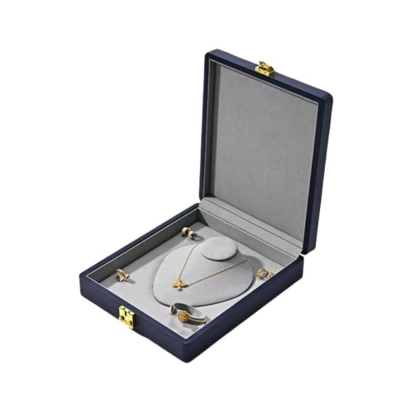 Structured Leather Jewelry Set Box with Display Neckform