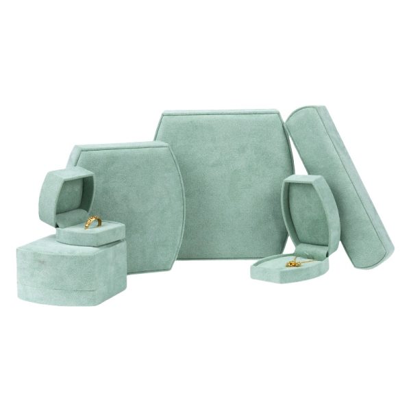 Velvet-Wrapped Jewelry Set Box with Curved Silhouette