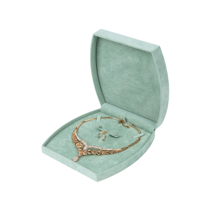 Velvet-Wrapped Jewelry Set Box with Curved Silhouette